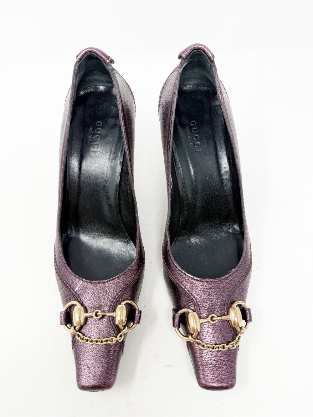 Gucci Horsebit Metallic Purple Heels Womens Size EU 36.5 - Picture 2 of 12